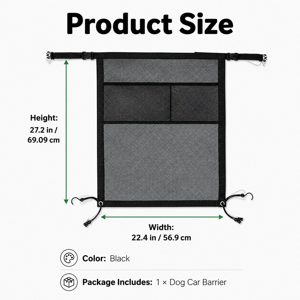 Dog Car Barrier Mesh for Back Seat Road Trips