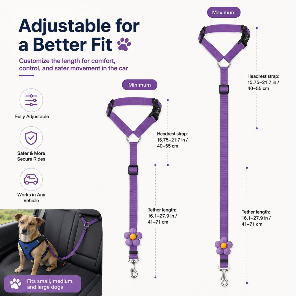 Adjustable Dog Car Seat Belt for Back Seat Travel
