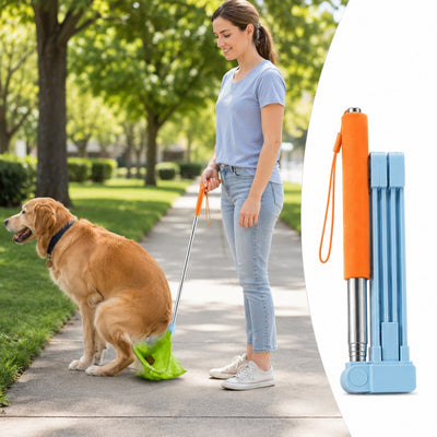Foldable Dog Poop Catcher with Telescopic Handle