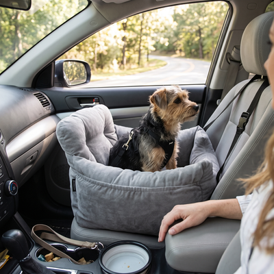 Dog Car Booster Seat with Harness Tether - Light Gray