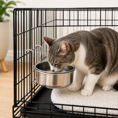 Inside-Crate Stainless Steel Hanging Pet Bowl