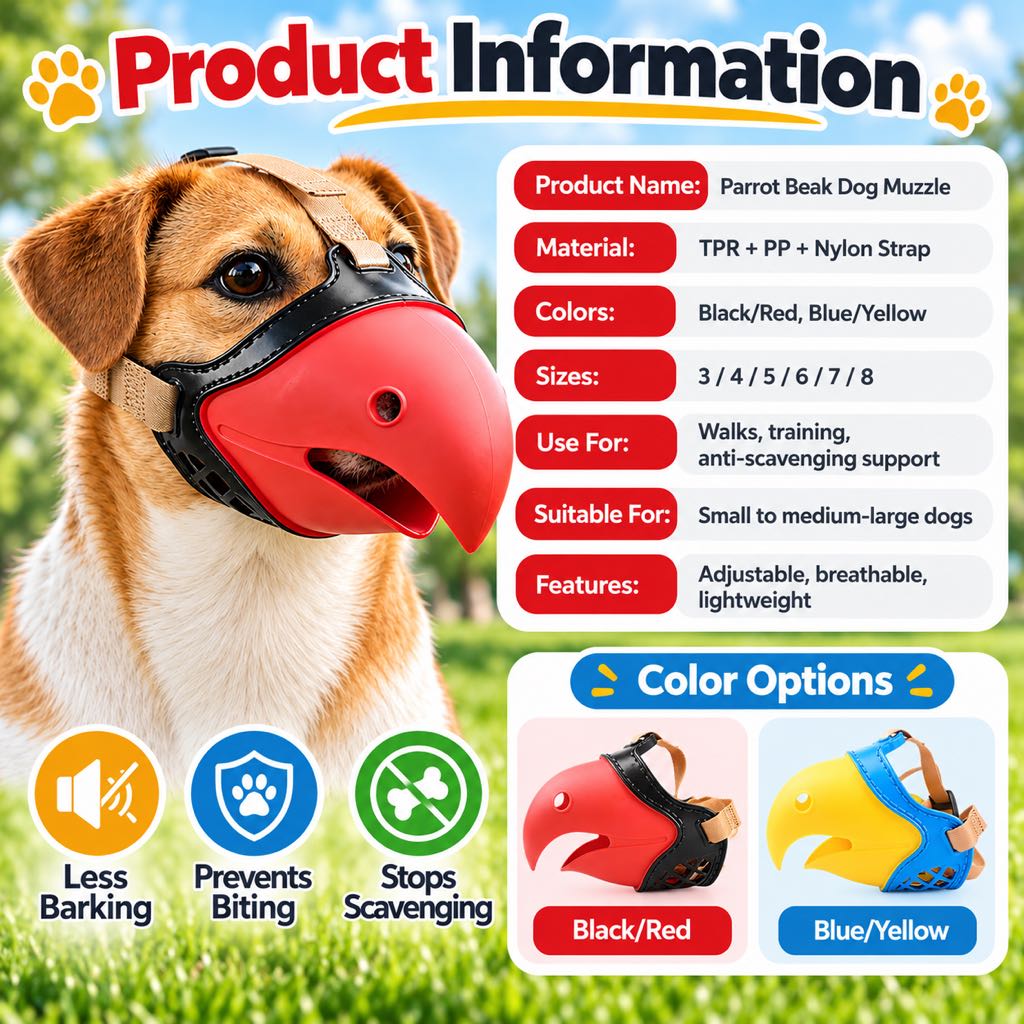 Adjustable Parrot Beak Dog Muzzle for Walks