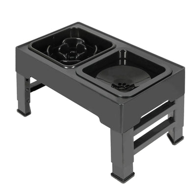 Raised Pet Feeder with Slow Feeder and No-Spill Bowl