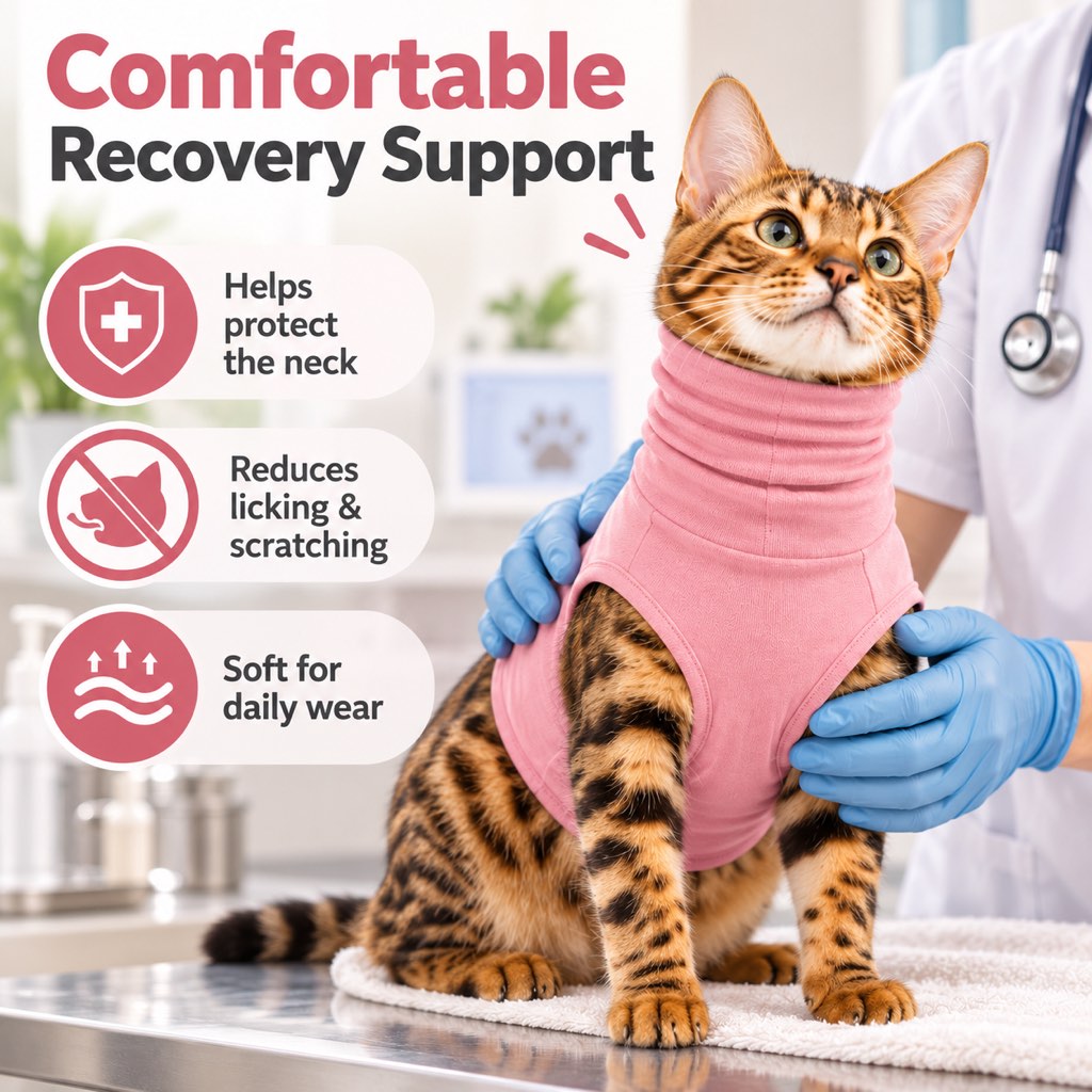 Soft High-Neck Recovery Shirt for Cats & Dogs