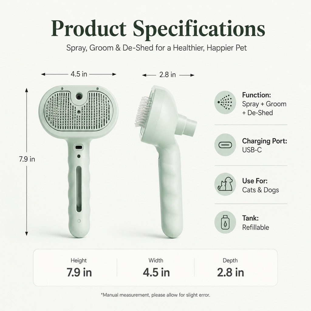 Pet Spray Grooming Brush for Cats and Dogs