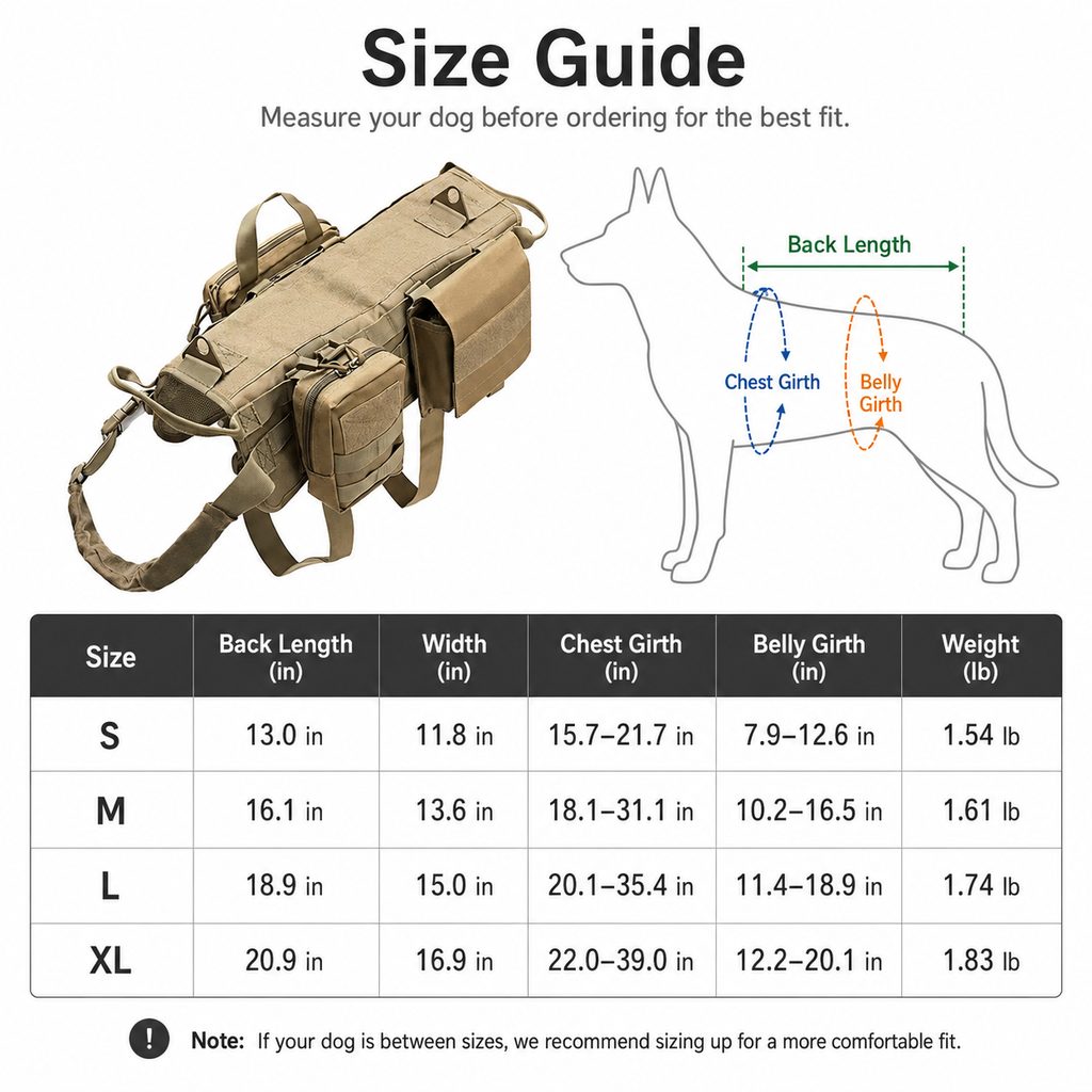 TrailGuard Tactical Dog Backpack Harness for Hiking