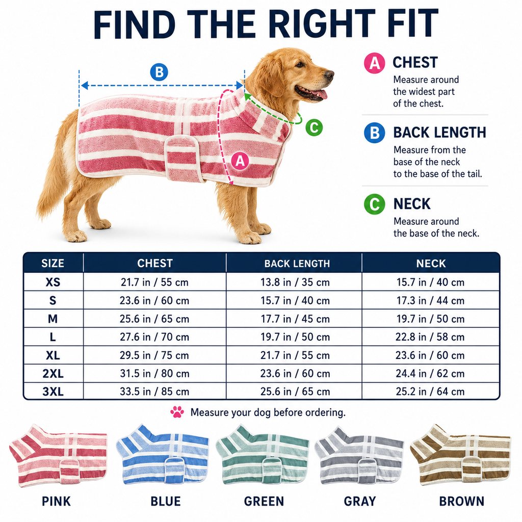 Wearable Microfiber Dog Drying Towel for Bath & Rain