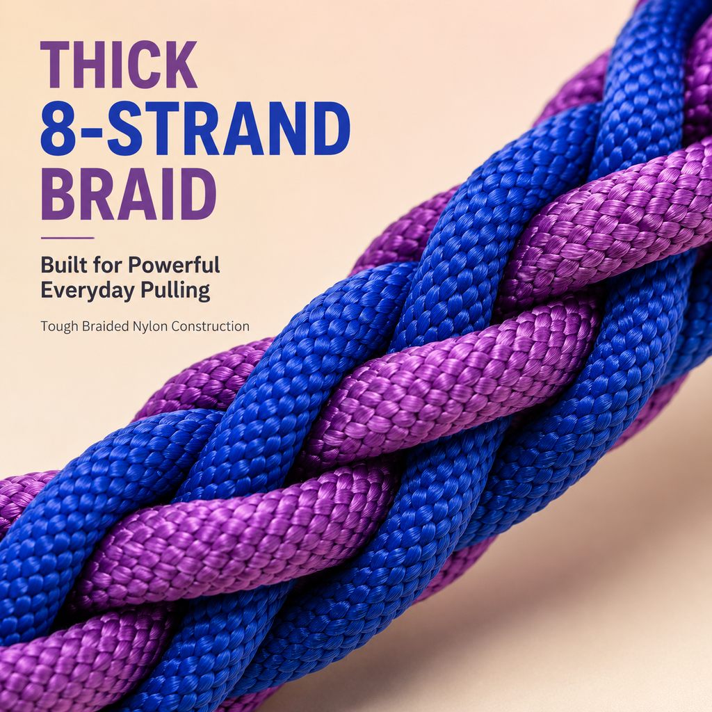 Heavy-Duty Braided Dog Leash with Chain-Control Collar