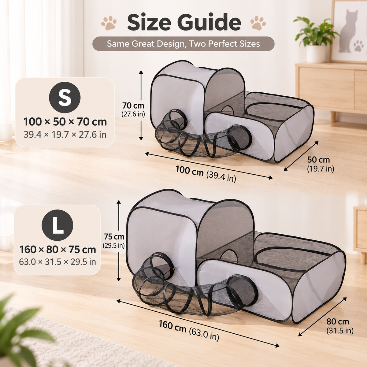 Indoor Cat Playpen with Tunnel & Resting Tent