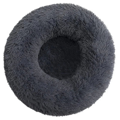 Leila Calming Plush Donut Dog Bed with Raised Rim for Cats and Dogs