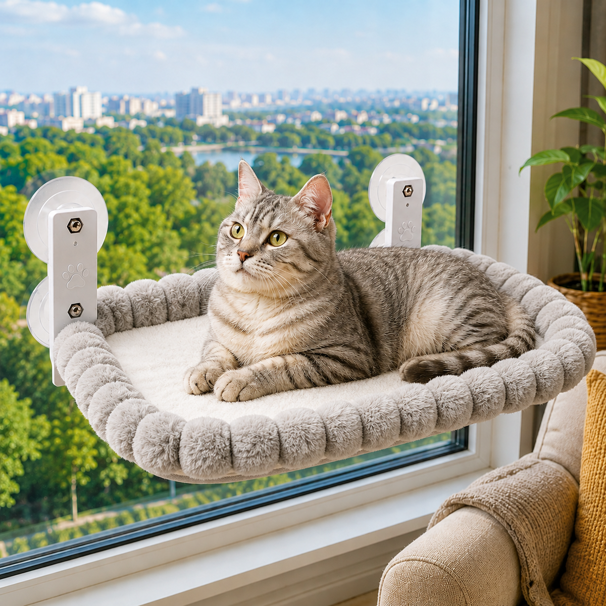 Foldable Cat Window Hammock with Suction Cup Mount