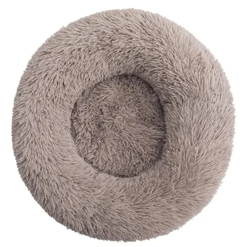 Leila Calming Plush Donut Dog Bed with Raised Rim for Cats and Dogs