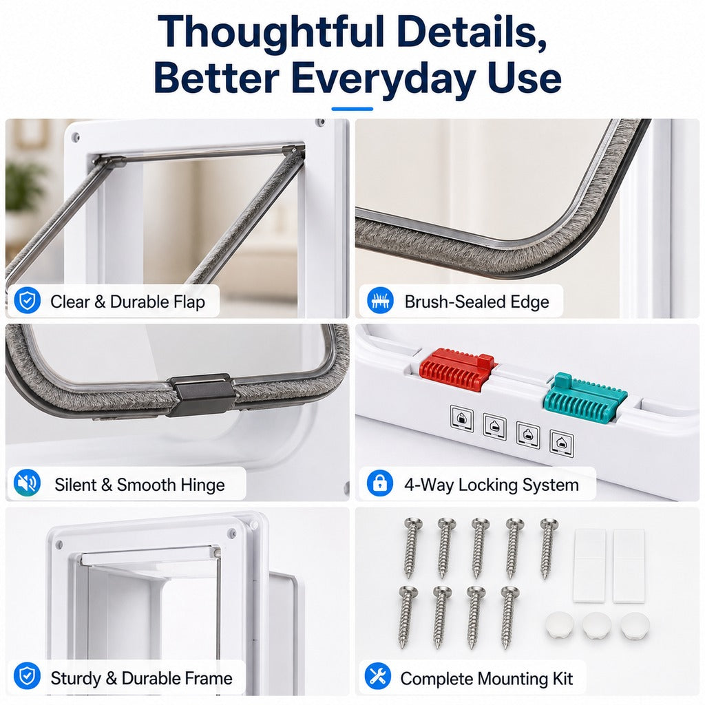 4-Way Locking Cat Door for Interior Doors