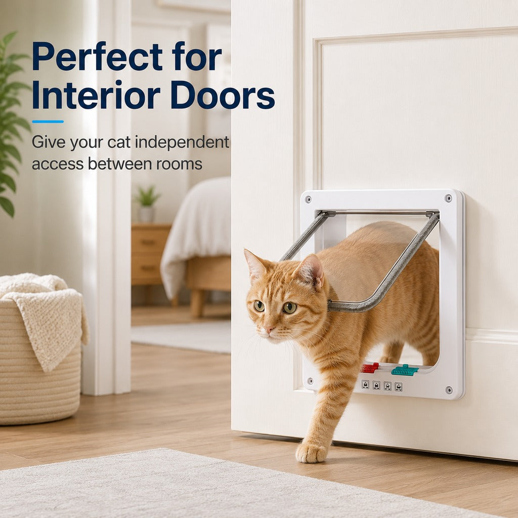 4-Way Locking Cat Door for Interior Doors