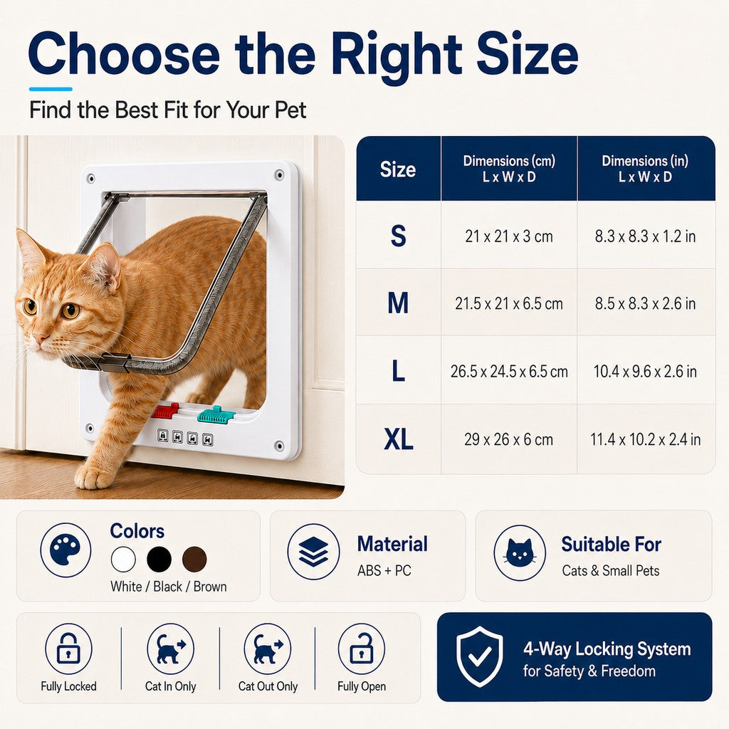 4-Way Locking Cat Door for Interior Doors