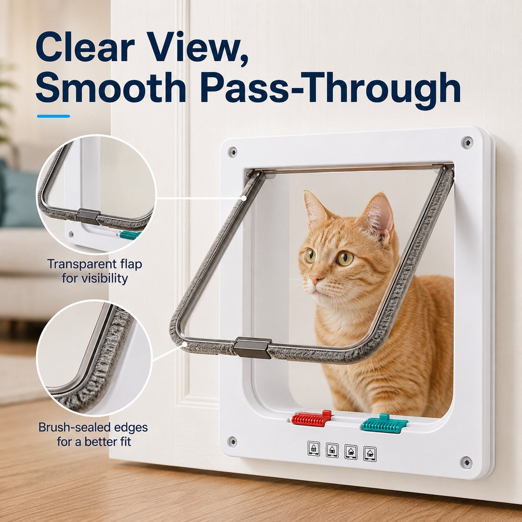 4-Way Locking Cat Door for Interior Doors