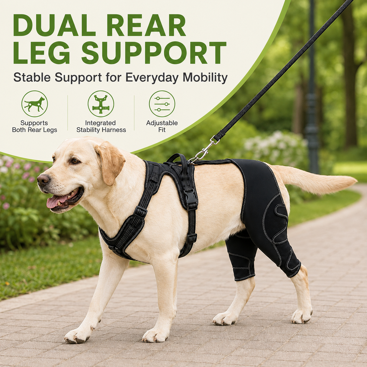 Dual Rear Leg Dog Brace with Harness for Weak Hind Legs