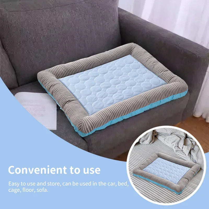 Cooling Pet Bed with Raised Bolster Edge