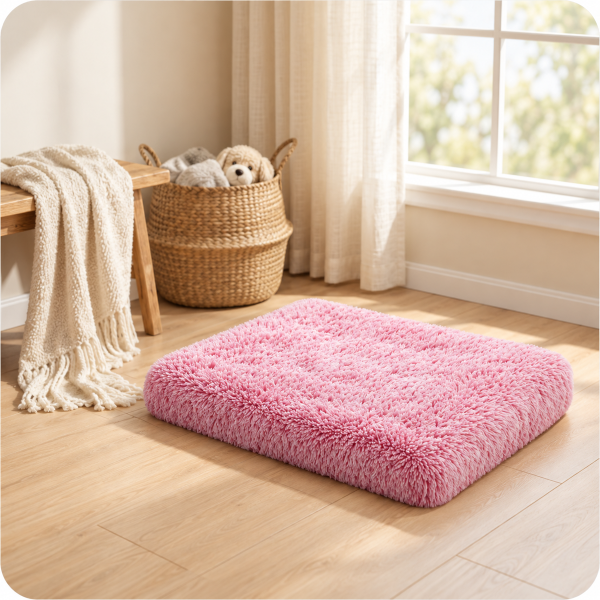 Nestra Plush Foam Pet Mattress with Removable Machine Washable Cover