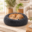Leila Calming Plush Donut Dog Bed with Raised Rim for Cats and Dogs