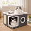 Large Foldable Cat House Bed with Scratcher and Cushion