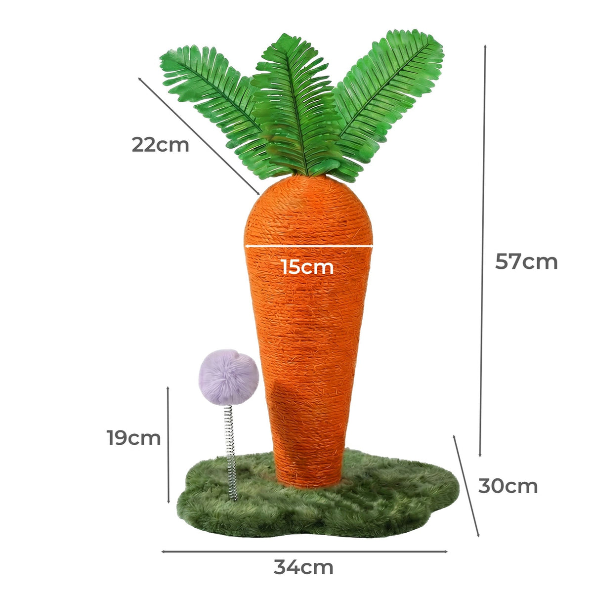Carrot Cat Scratching Post with Plush Ball