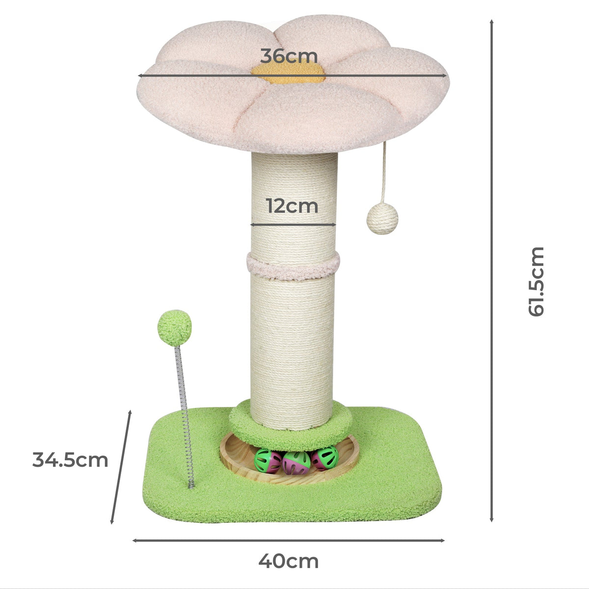 Flower Cat Scratching Post with Plush Bed