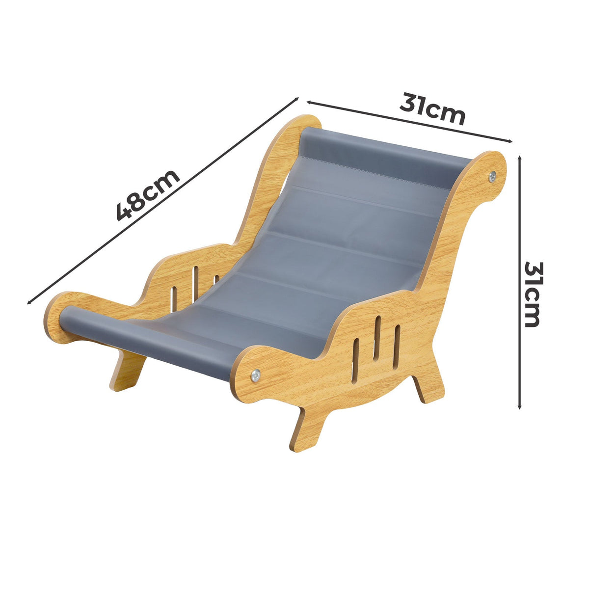 Elevated Cooling Gel Cat Bed Lounge, Wood and Grey