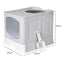 Foldable Top Exit Covered Cat Litter Box, Large Grey
