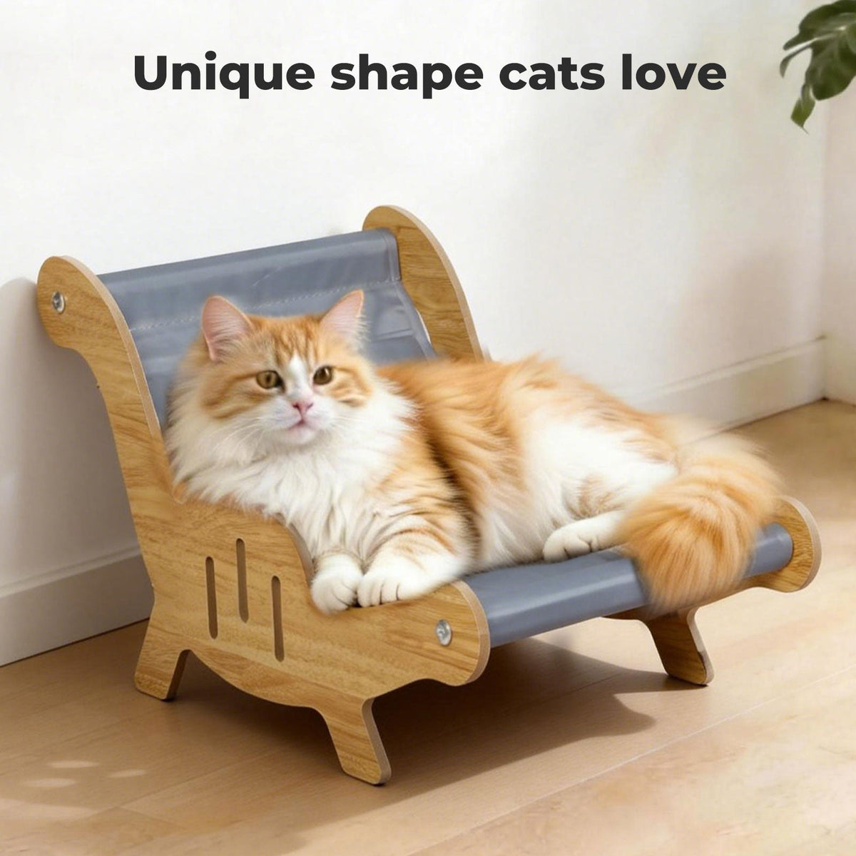 Elevated Cooling Gel Cat Bed Lounge, Wood and Grey