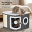 Large Foldable Cat House Bed with Scratcher and Cushion