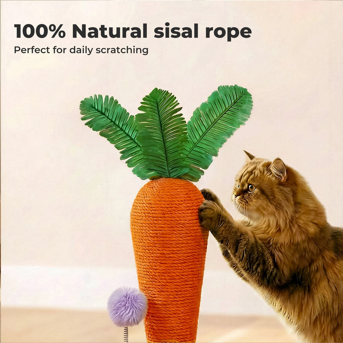 Carrot Cat Scratching Post with Plush Ball
