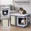 Large Foldable Cat House Bed with Scratcher and Cushion