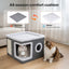 Large Foldable Cat House Bed with Scratcher and Cushion