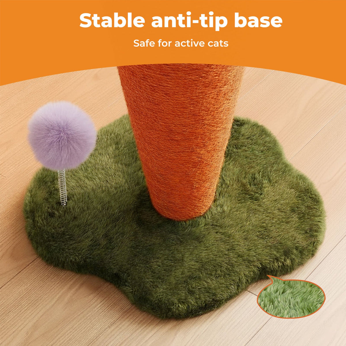 Carrot Cat Scratching Post with Plush Ball