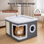 Large Foldable Cat House Bed with Scratcher and Cushion