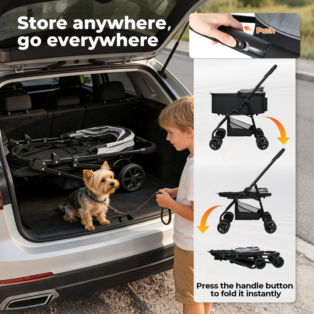 3-in-1 Dog and Cat Stroller with Car Seat and Carrier