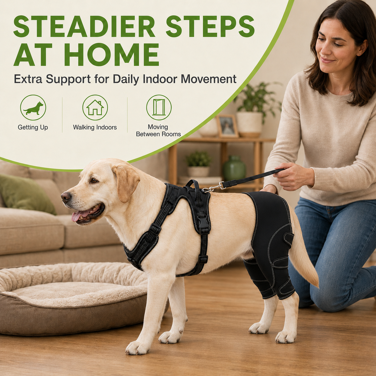 Dual Rear Leg Dog Brace with Harness for Weak Hind Legs