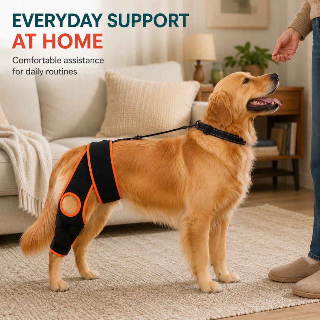 Dog Knee Brace with Collar Support Strap