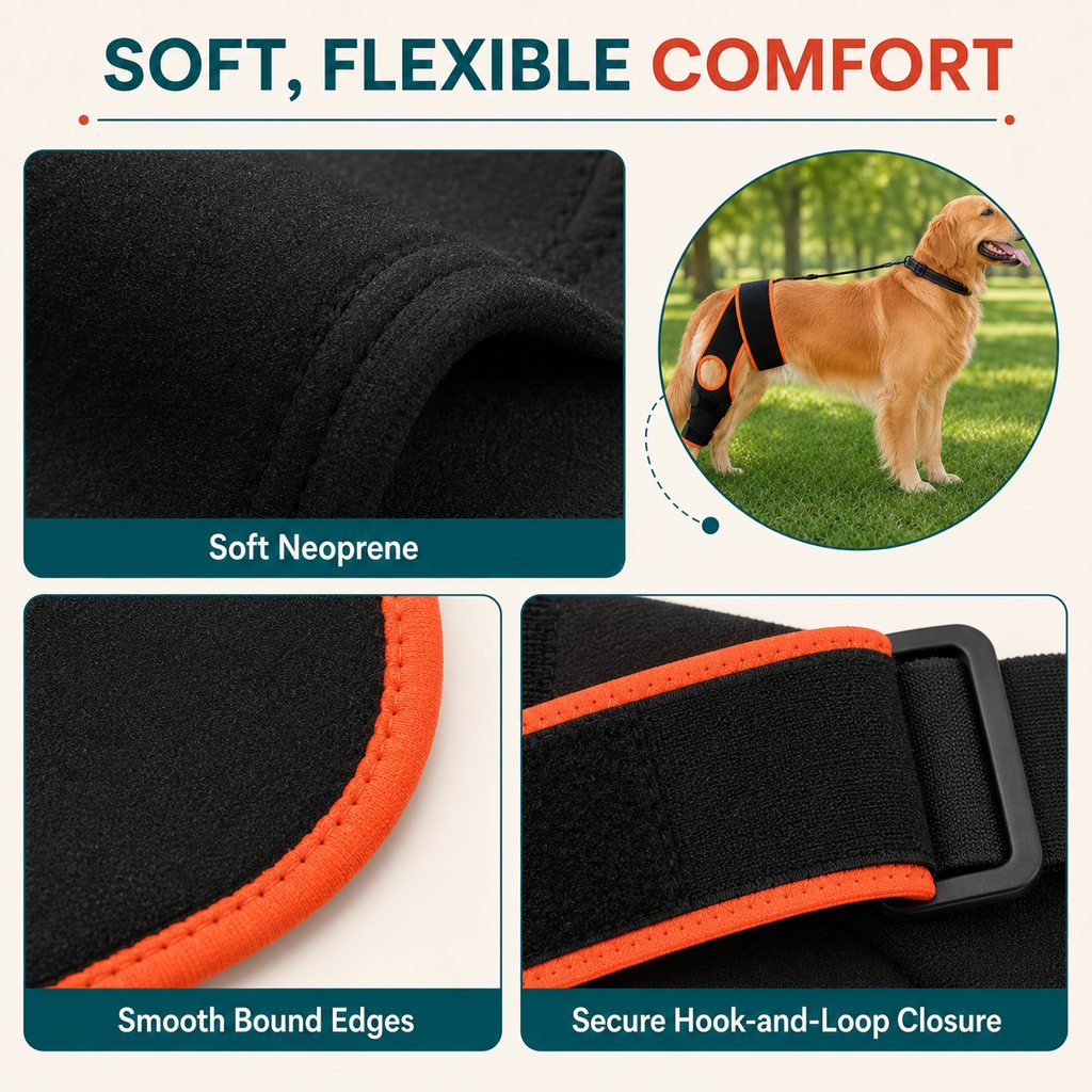 Dog Knee Brace with Collar Support Strap