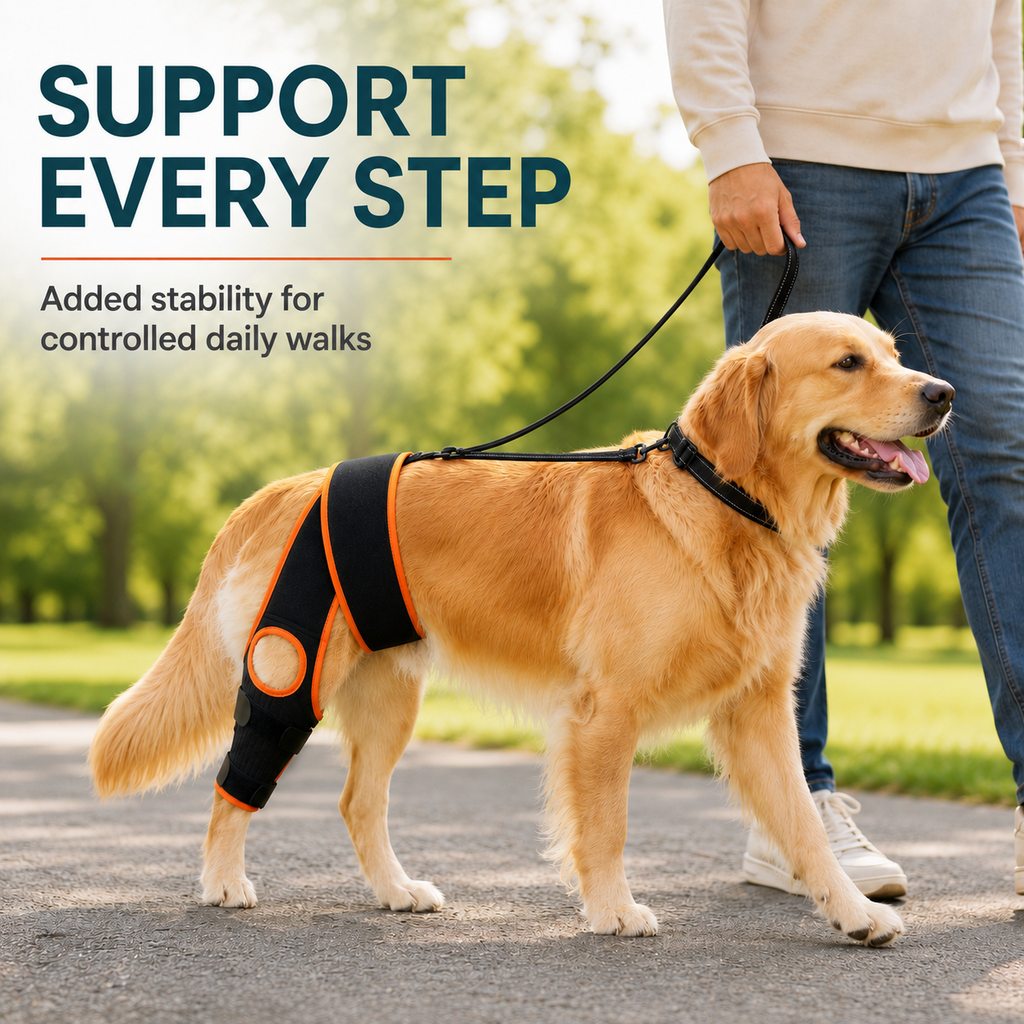 Dog Knee Brace with Collar Support Strap