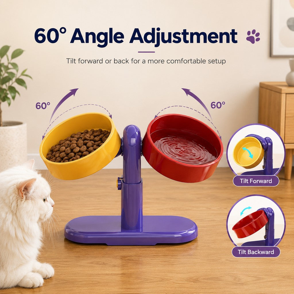 Adjustable Elevated Pet Bowl for Cats & Small Dogs