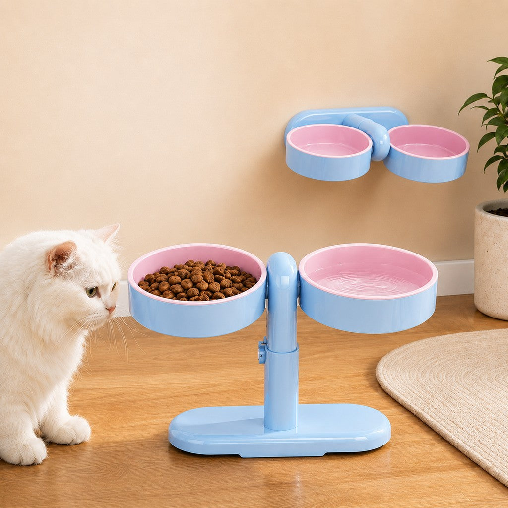 Adjustable Elevated Pet Bowl for Cats & Small Dogs