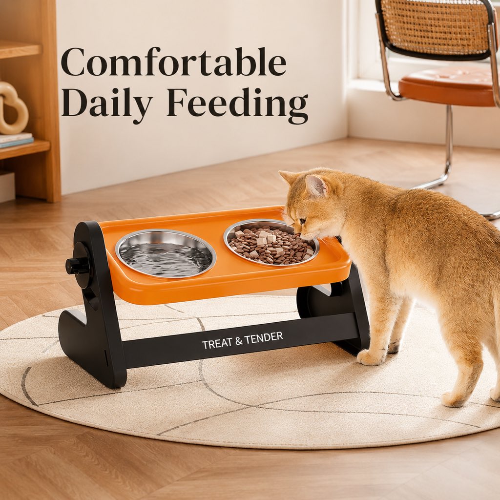 Adjustable Elevated Stainless Steel Bowls for Cats and Dogs