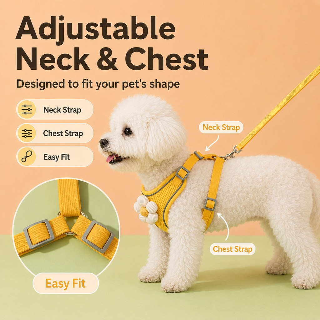 Daisy Pet Harness & Leash Set for Small Dogs & Cats