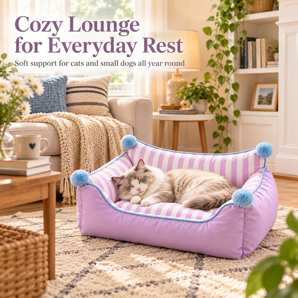 All-Season Pet Sofa Bed with Pillow for Cats and Small Dogs