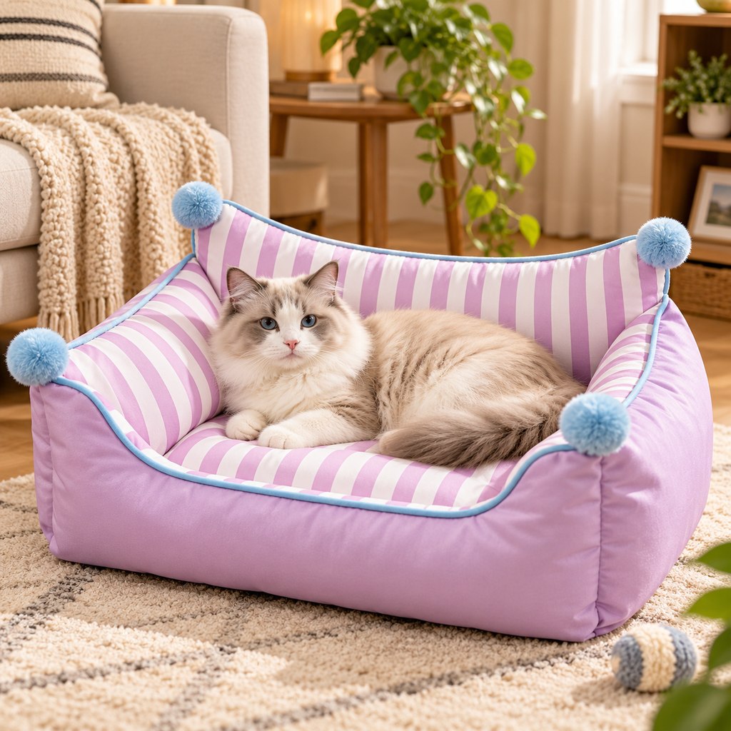 All-Season Pet Sofa Bed with Pillow for Cats and Small Dogs