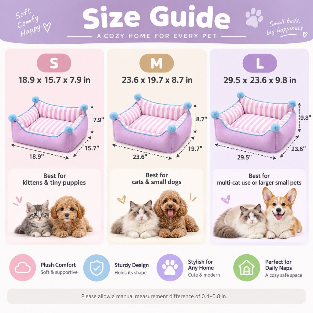 All-Season Pet Sofa Bed with Pillow for Cats and Small Dogs