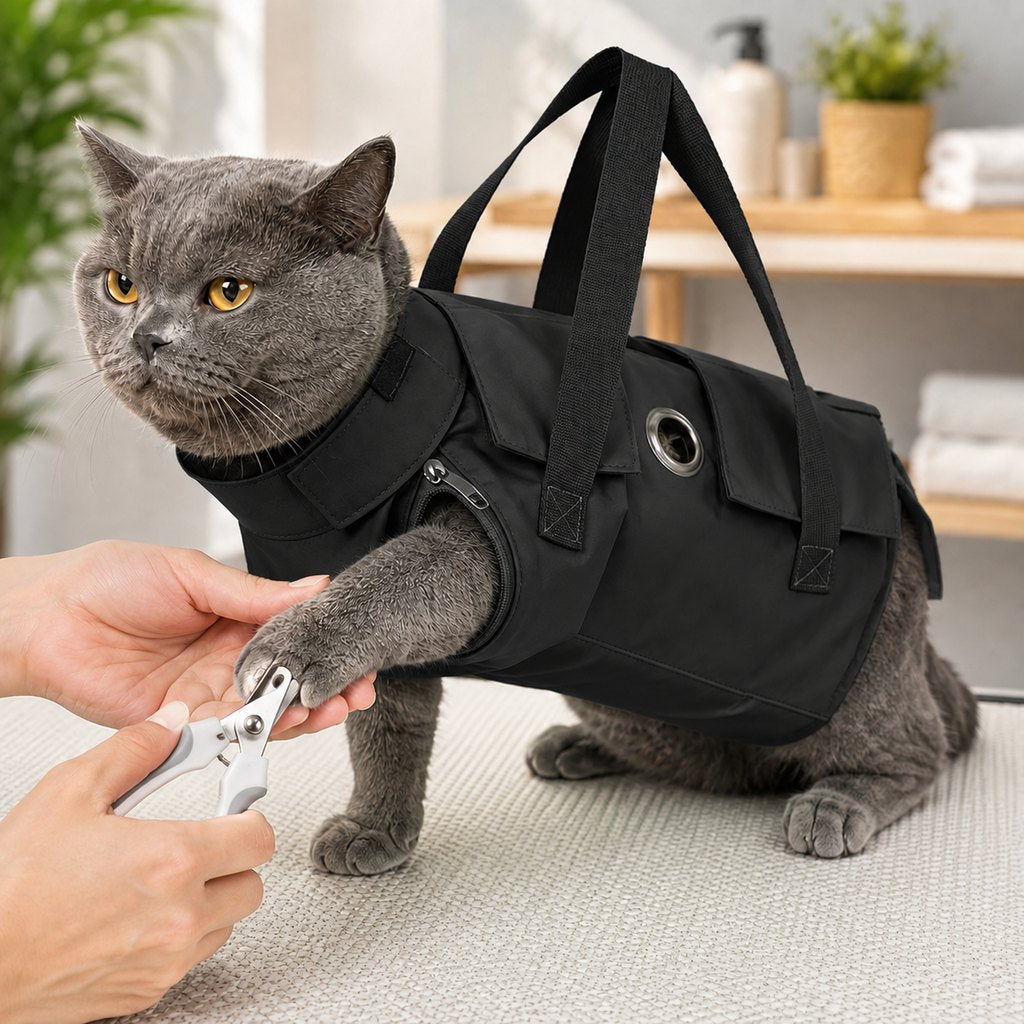 Multi-Use Cat Carrier and Grooming Bag with Paw Access