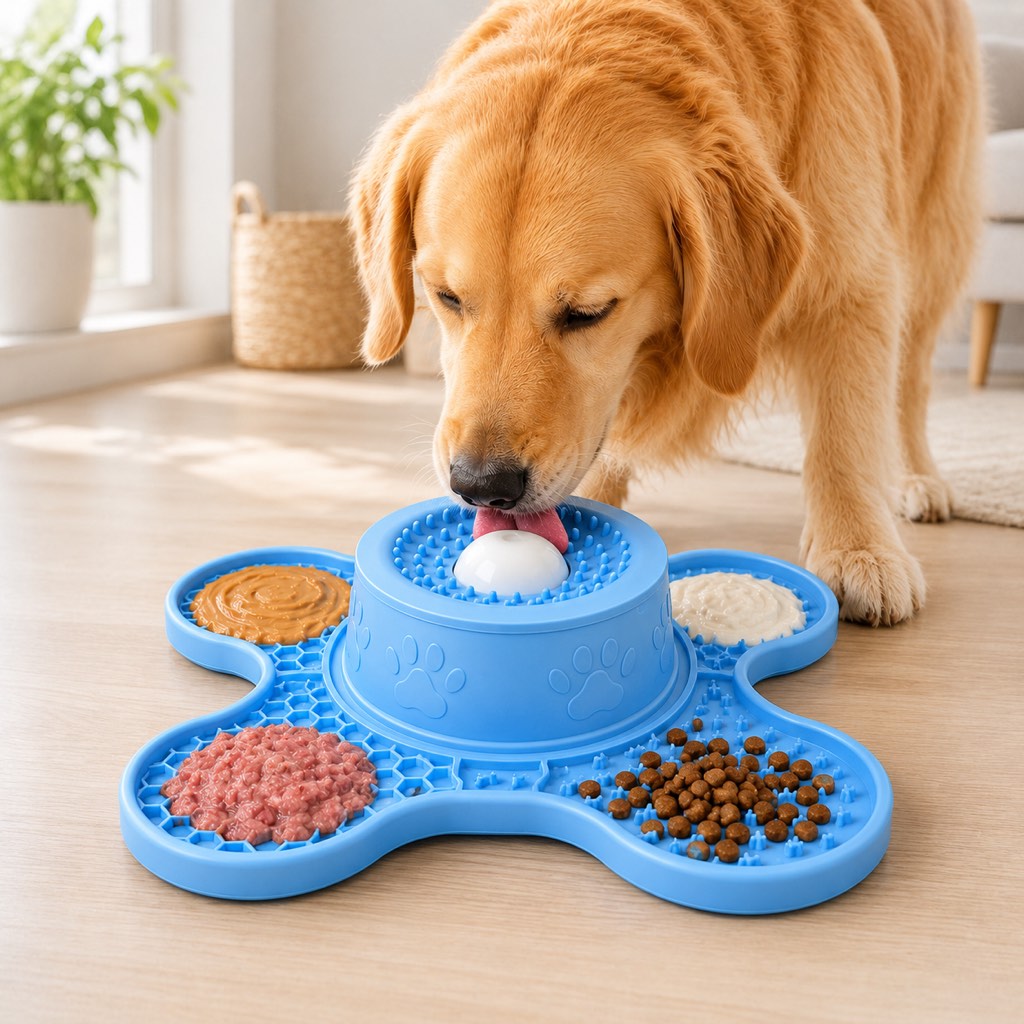 3-in-1 Dog Lick Mat & Slow Feeder Bowl for Bath Time